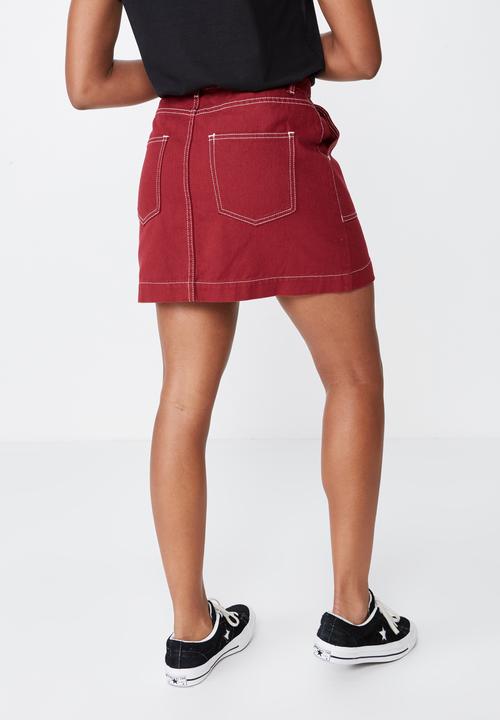 Factorie - Patch pocket denim skirt - black
