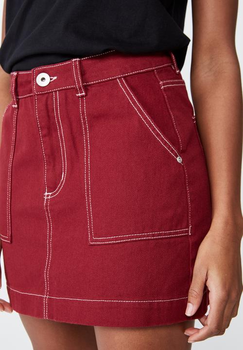 Factorie - Patch pocket denim skirt - black