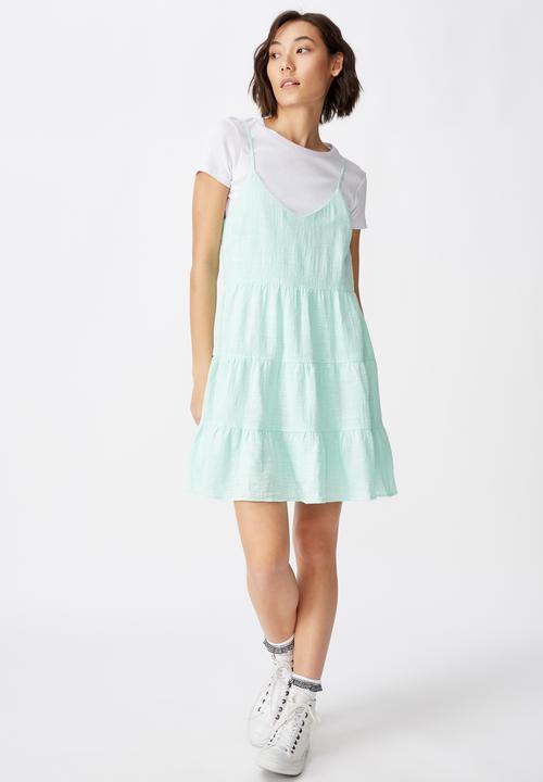 Factorie - Textured tiered dress - blue