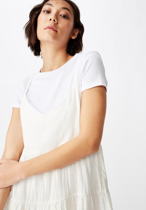 Factorie - Textured tiered dress - white
