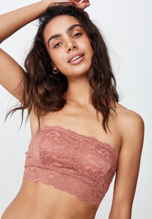 Cotton On - Olivia longline bandeau bra  - terracotta