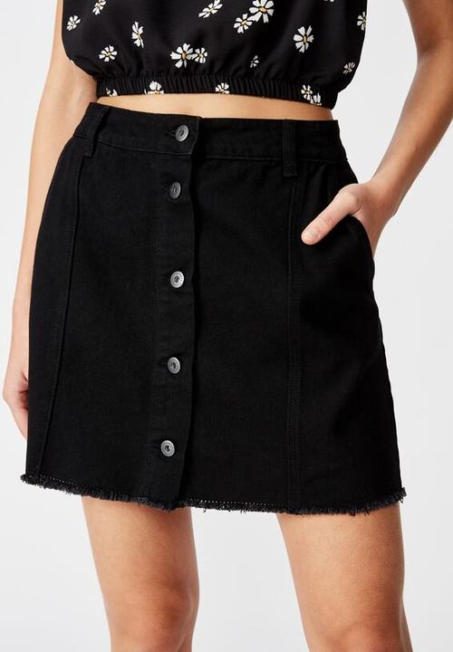 Factorie - Button thru denim skirt  - black