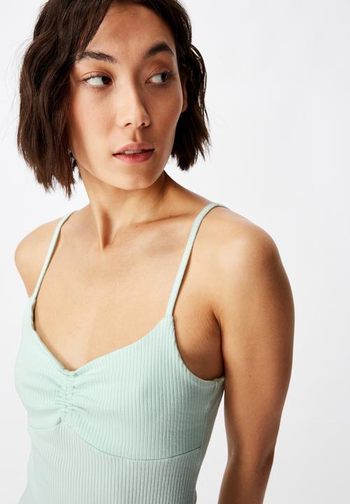 Factorie - Ruched front strappy dress - green