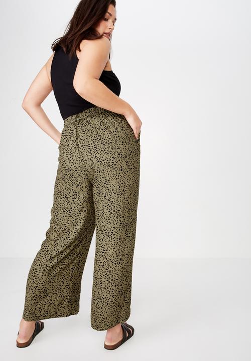 Cotton On - Curve wide drape pant  - green & black