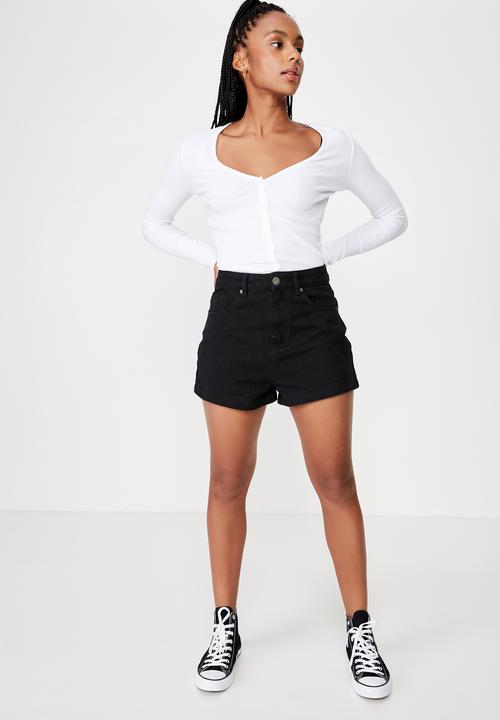 Factorie - High rise denim short - black