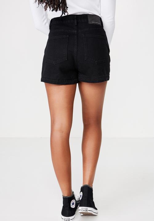 Factorie - High rise denim short - black