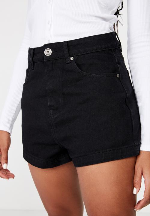 Factorie - High rise denim short - black