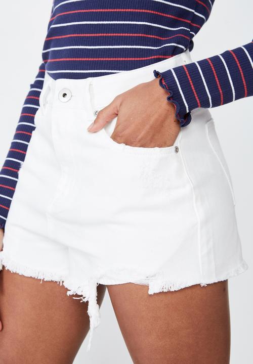 Factorie - High rise denim short - white