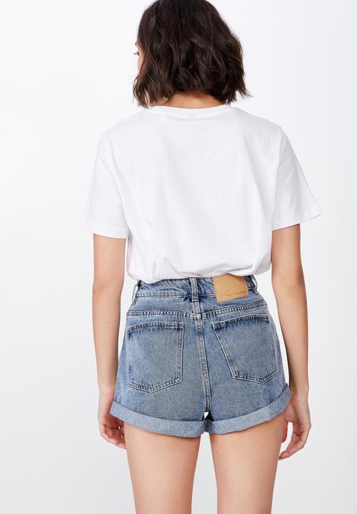 Factorie - High rise denim short - blue