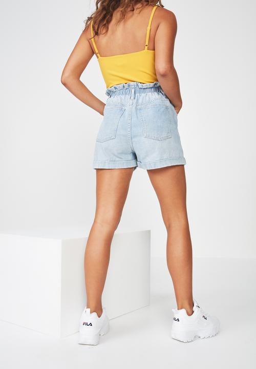 Factorie - Denim paperbag short - blue