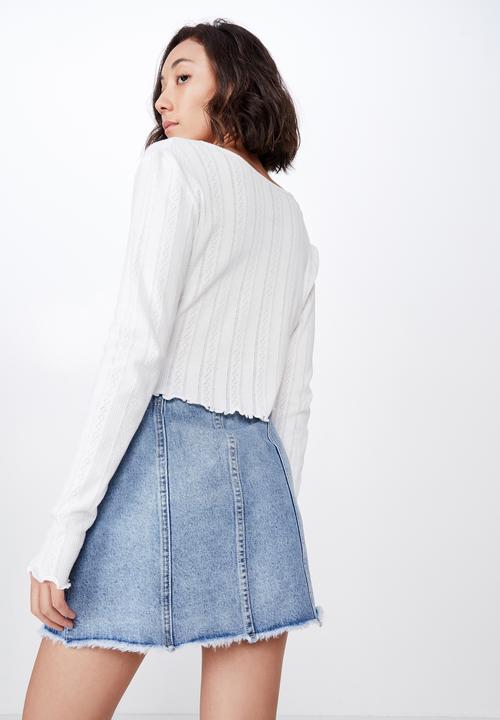 Factorie - Button thru denim skirt - blue