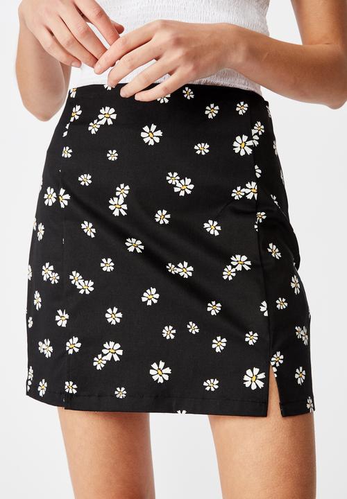 Factorie - Double split mini skirt - black & white 