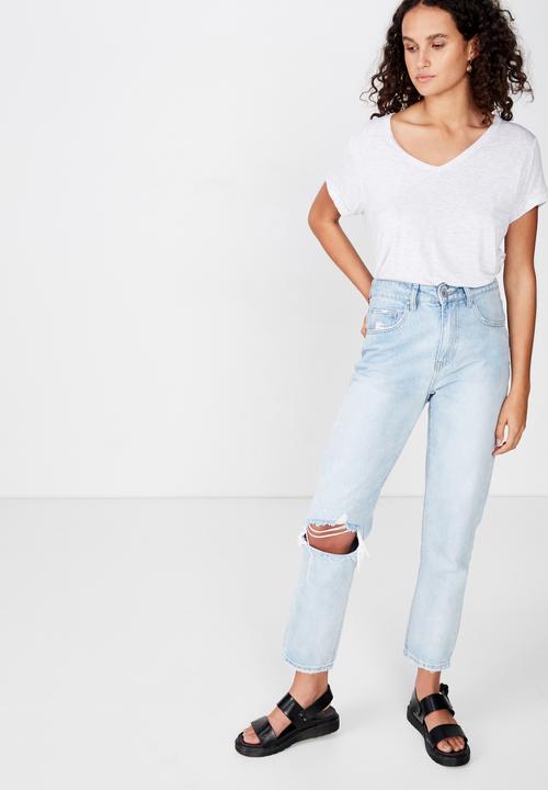 Cotton On - Karly short sleeve v neck top  - grey