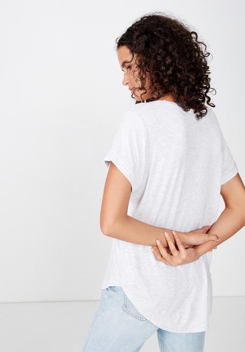 Cotton On - Karly short sleeve v neck top  - grey