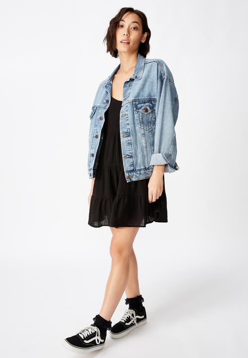 Factorie - Textured tiered dress  - black