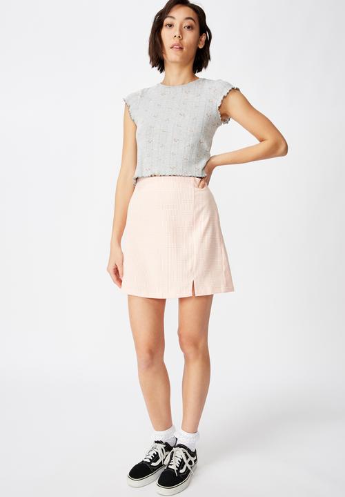 Factorie - Short sleeve pointelle top  - grey