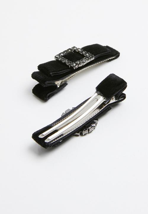 Superbalist - Velvet hair slide set - black