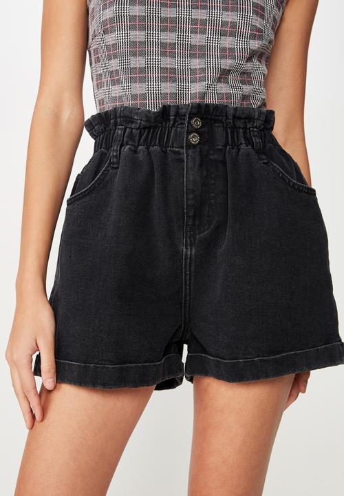 Factorie - Denim paperbag short - black