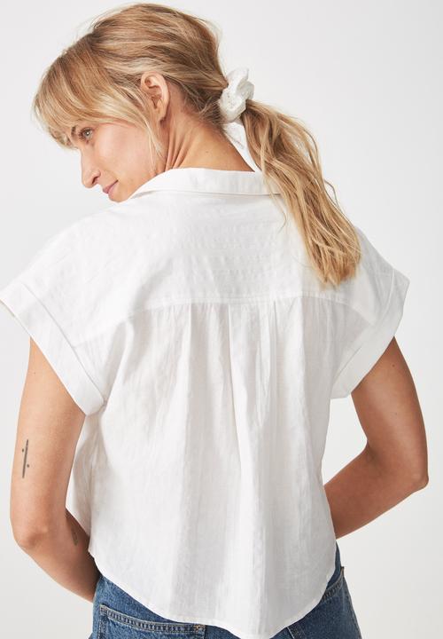 Cotton On - Emily chopped short sleeve shirt  - white