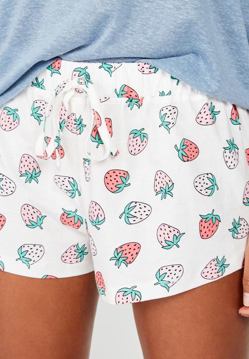 Cotton On - Jersey bed short  - white & pink
