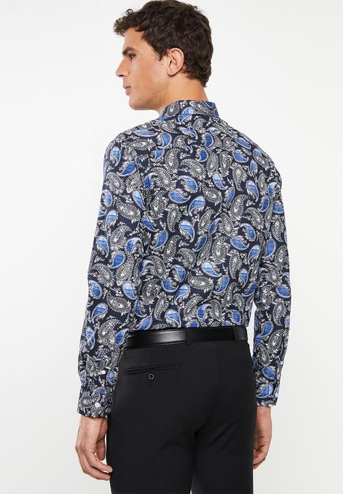 Pringle of Scotland - Barnaby paisley long sleeve styled shirt - blue