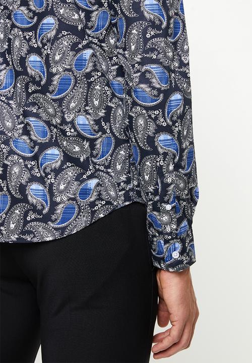 Pringle of Scotland - Barnaby paisley long sleeve styled shirt - blue