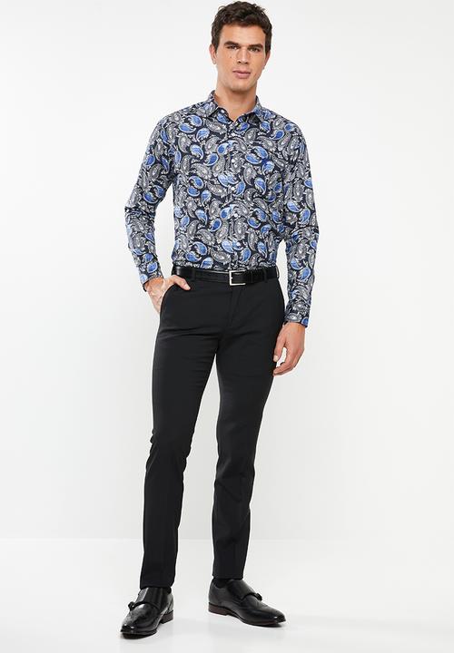 Pringle of Scotland - Barnaby paisley long sleeve styled shirt - blue