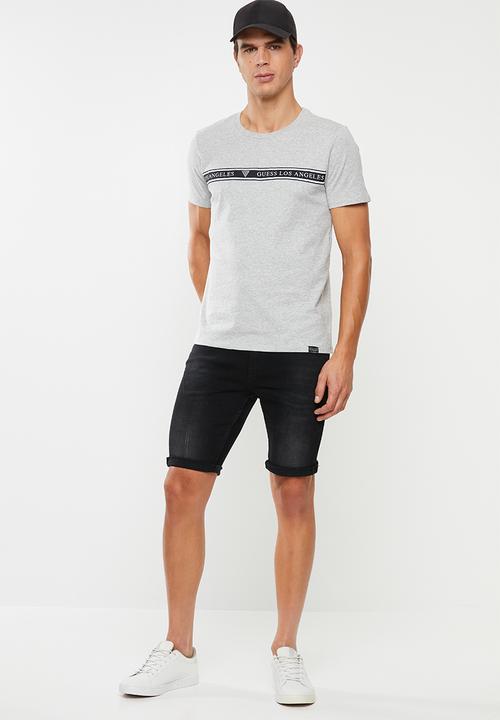 GUESS - Slim fit denim shorts - black & grey