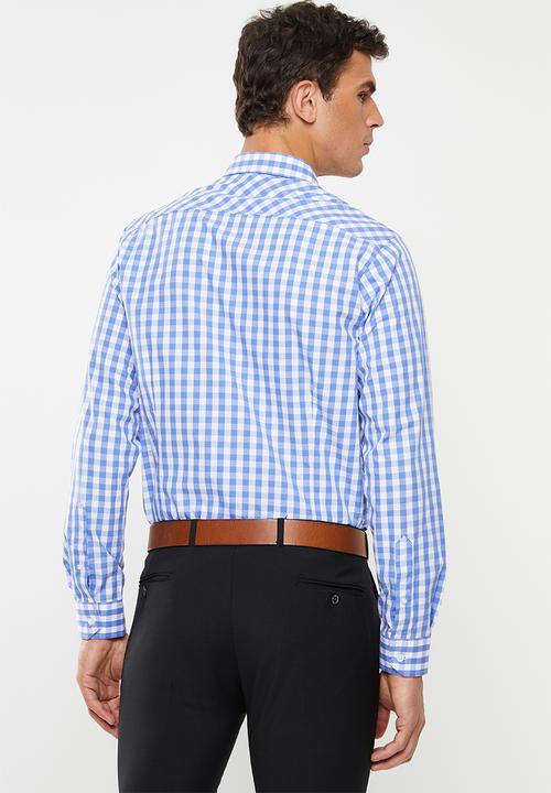 Pringle of Scotland - Fineas tailored short sleeve shirt - blue & white 