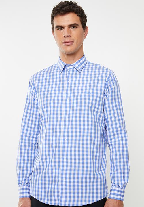 Pringle of Scotland - Fineas tailored short sleeve shirt - blue & white 