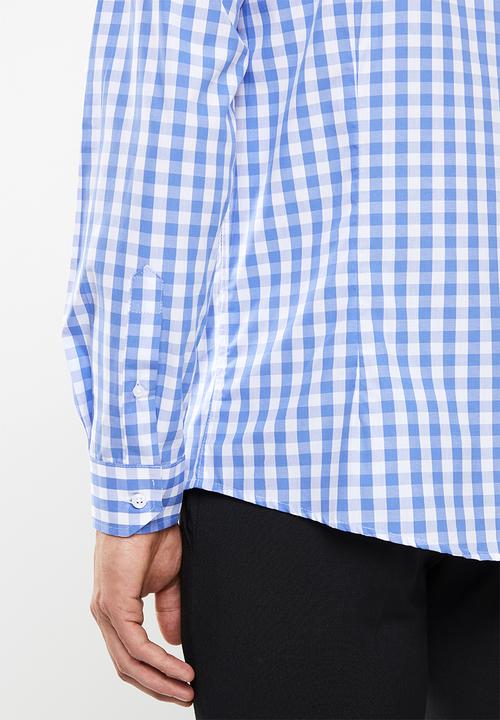 Pringle of Scotland - Fineas tailored short sleeve shirt - blue & white 