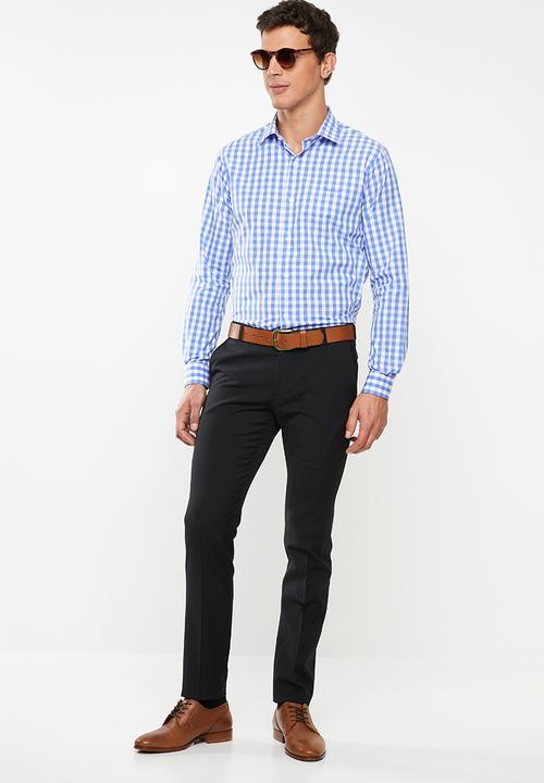 Pringle of Scotland - Fineas tailored short sleeve shirt - blue & white 