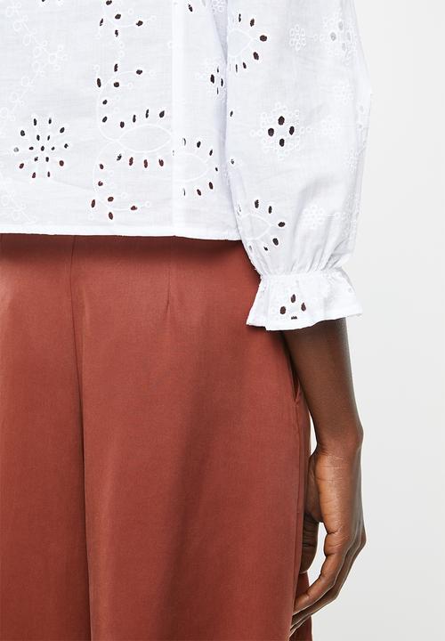 Superbalist - Square neck anglaise blouse - white