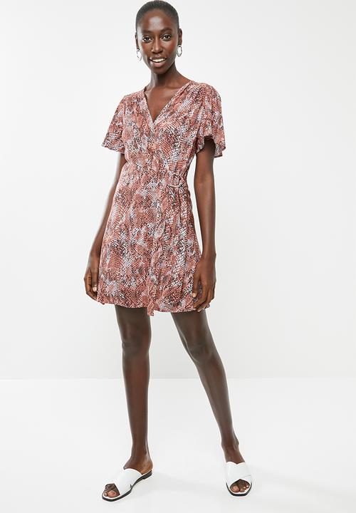 Superbalist - Mini wrap dress - pink & peach 