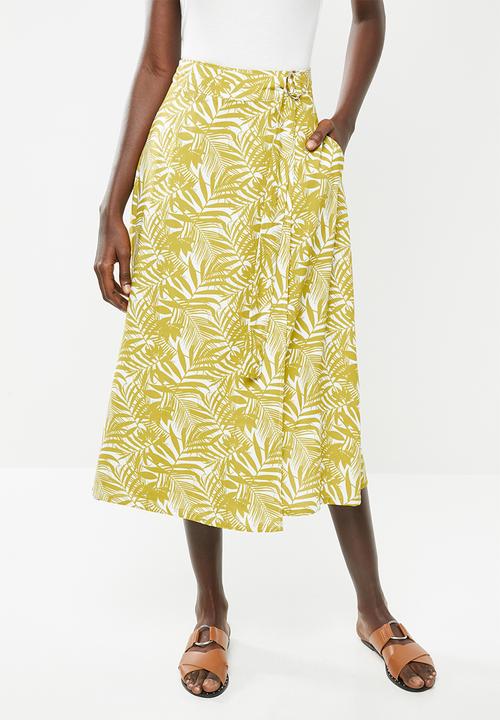 Superbalist - Wrap midi skirt - green & cream 