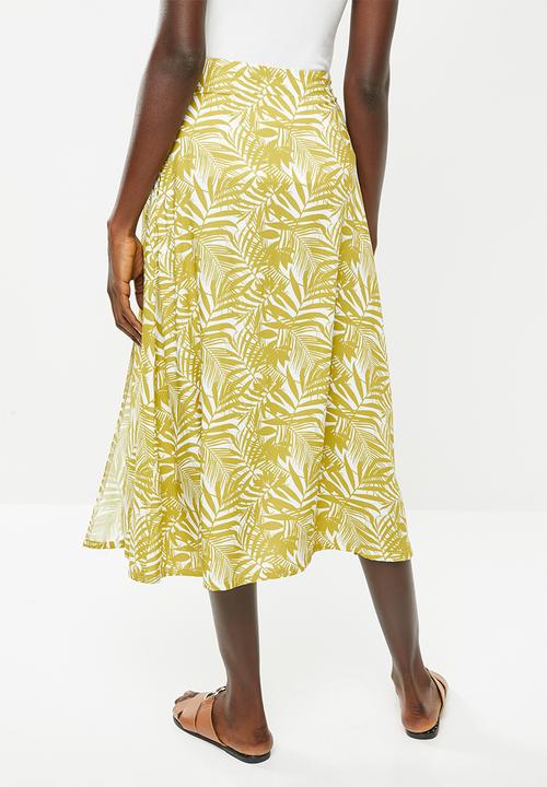 Superbalist - Wrap midi skirt - green & cream 
