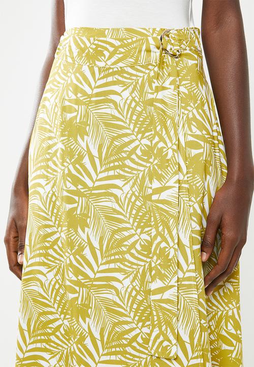 Superbalist - Wrap midi skirt - green & cream 