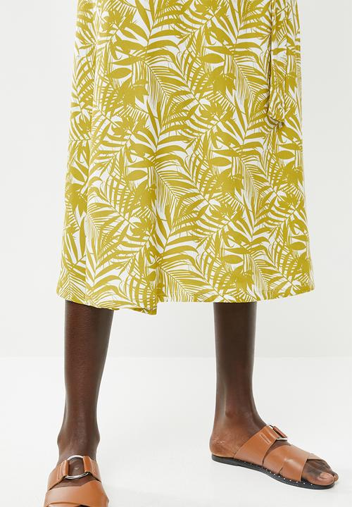 Superbalist - Wrap midi skirt - green & cream 