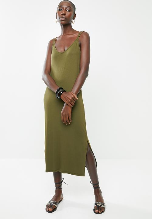 Superbalist - Soft Knit strappy dress - khaki