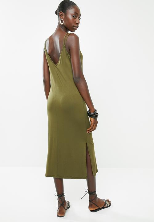 Superbalist - Soft Knit strappy dress - khaki