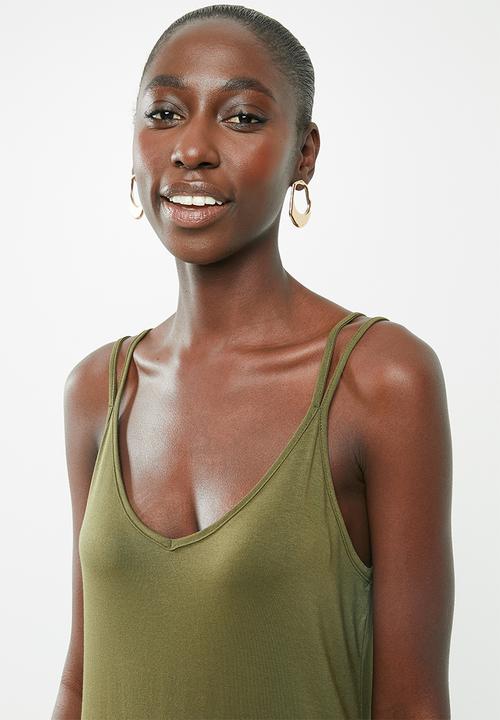 Superbalist - Soft Knit strappy dress - khaki