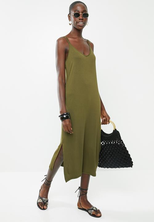 Superbalist - Soft Knit strappy dress - khaki