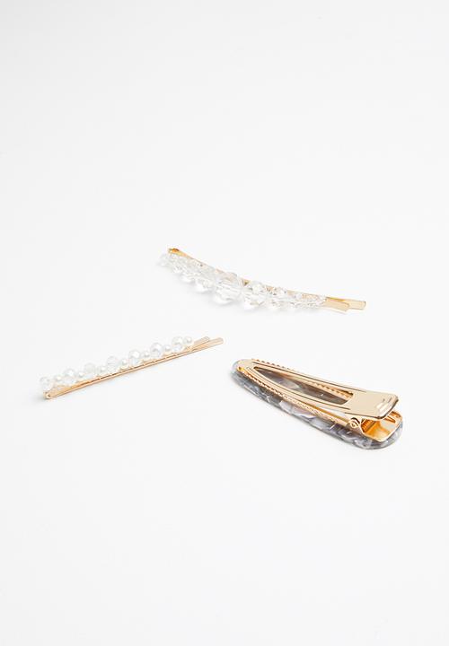 Superbalist - 3 Pack hair slide set - black & transparent 