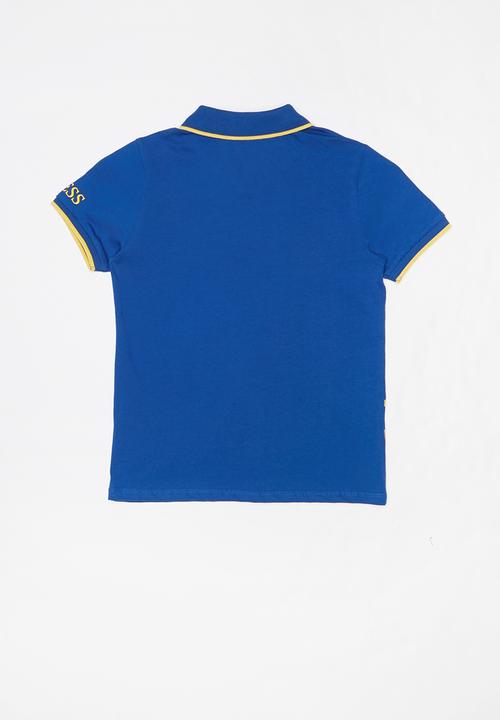 GUESS - Teens short sleeve guess triangle polo - blue