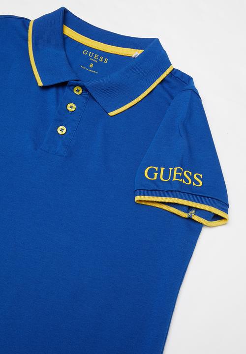 GUESS - Teens short sleeve guess triangle polo - blue