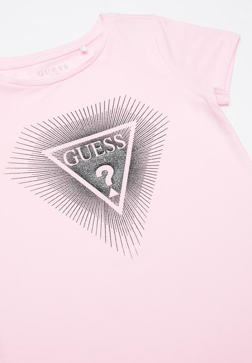 GUESS - Short sleeve diamond logo tee - pink