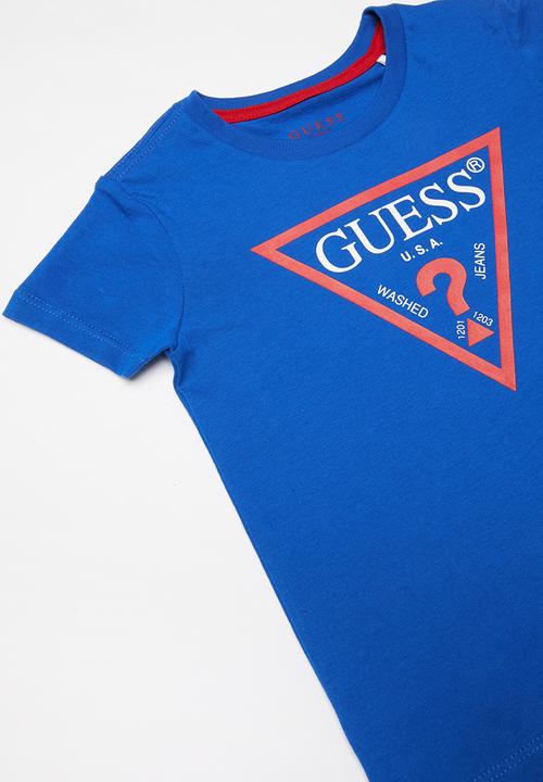 GUESS - Short sleeve guess triangle tee - blue