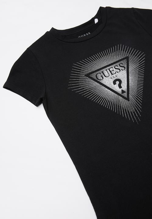 GUESS - Teens short sleeve diamond logo tee - black