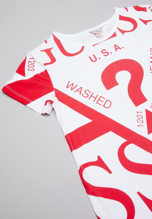 GUESS - Teens short sleeve guess fashion tee - white & red
