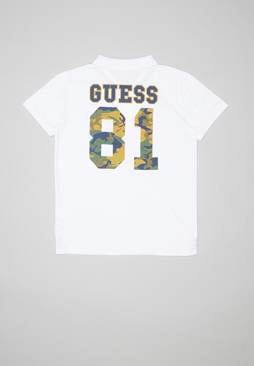 GUESS - Teens short sleeve guess 81 camo polo - white & green 